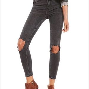Free People High Rise Busted Knee Skinny Jeans